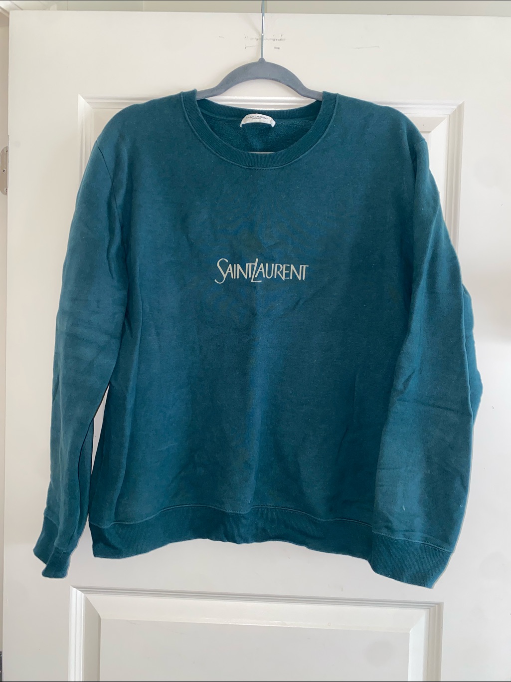 Saint Laurent Deep Teal Logo Sweatshirt